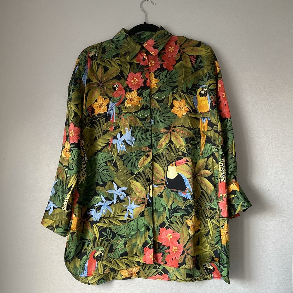 Zara Tropical Safari Blouse SZ M NWT